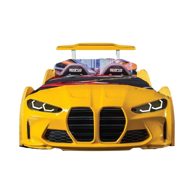 Lit Voiture de Course Simple GTX avec Lumières DEL et Effets Sonores, Mobilier de Chambre de Course pour Enfants