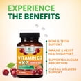 thumbnail image 6 of Vitamin D3 K2 Supplement - 2000 IU D3 Per Serving - Extra Strength MK-7 K with Vitamin D3 - For Immune Support, Heart, Teeth & Bone Health - Easy to Swallow D3K2 Chewable, Berry Flavor - 60 Tablets, 6 of 10