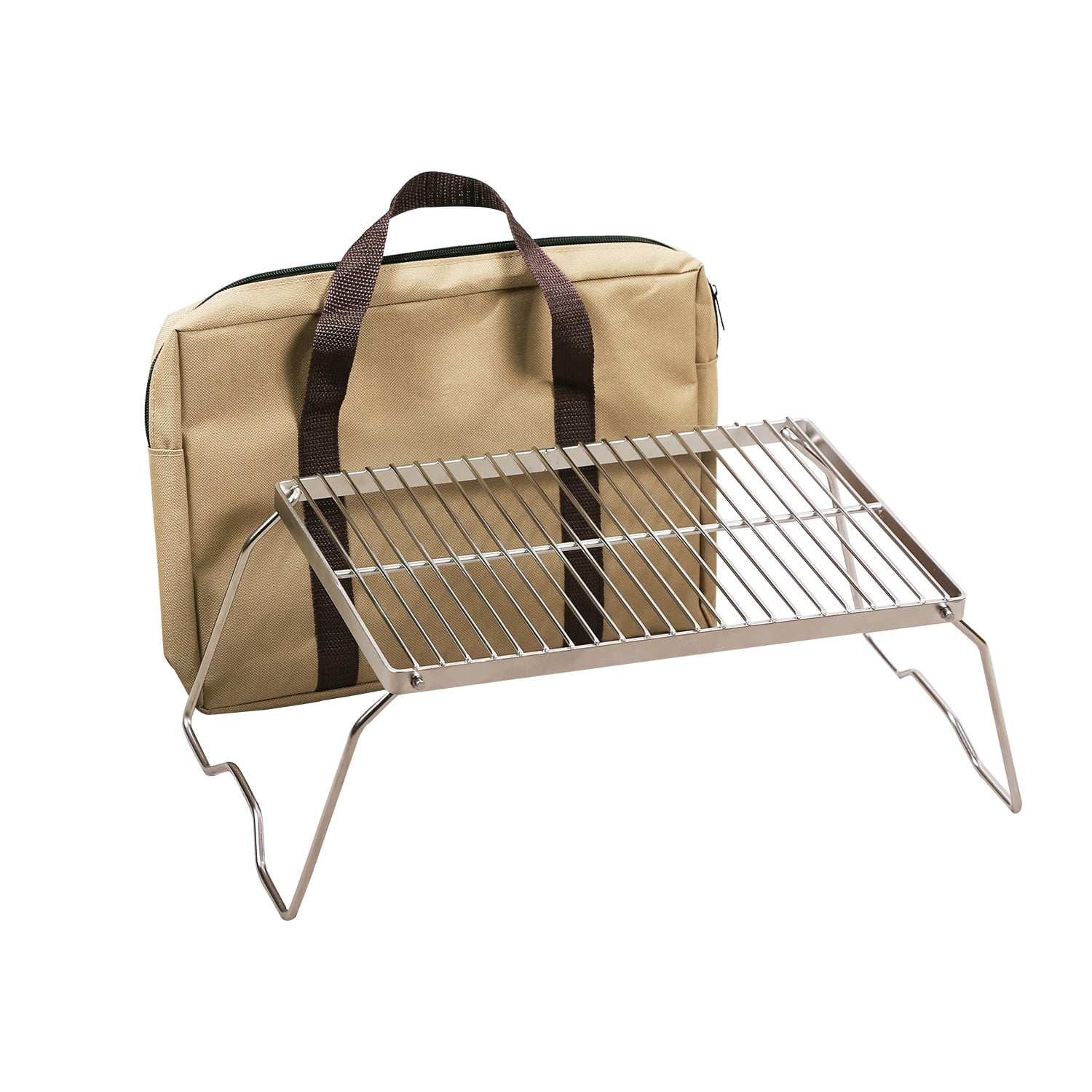 Backpacking for Camping POHOVE Heavy Duty Over Fire Camp Grill,Folding Campfire Grill 304 Stainless Steel Grate,Portable Camping Grill with Legs and Carrying Bag Trekking Etc.
