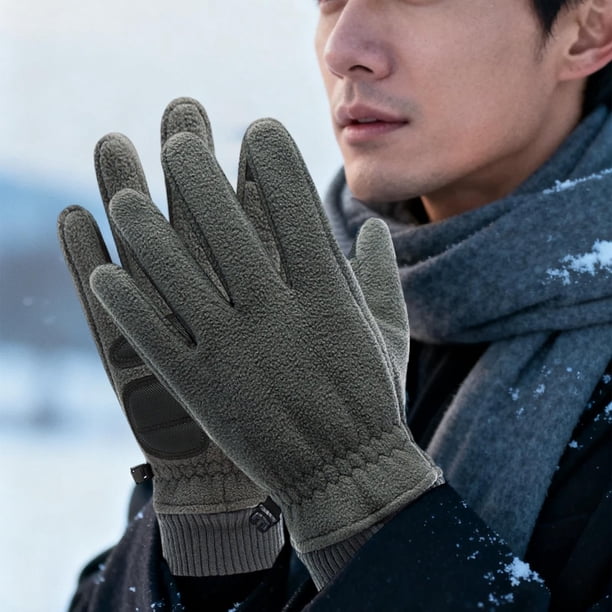 Guantes de invierno cálidos para hombre | Guantes gruesos y resistentes al viento con forro polar | Guantes de trabajo para exteriores compatibles con pantallas táctiles | 1 par