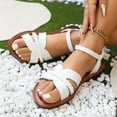 thumbnail image 6 of LOVZFMLL Women's Flat Sandals Ankle Strap Open Toe Sandals Summer Leather Dressy Sandals for Casual Beach Walking Travel White 6.5, 6 of 9