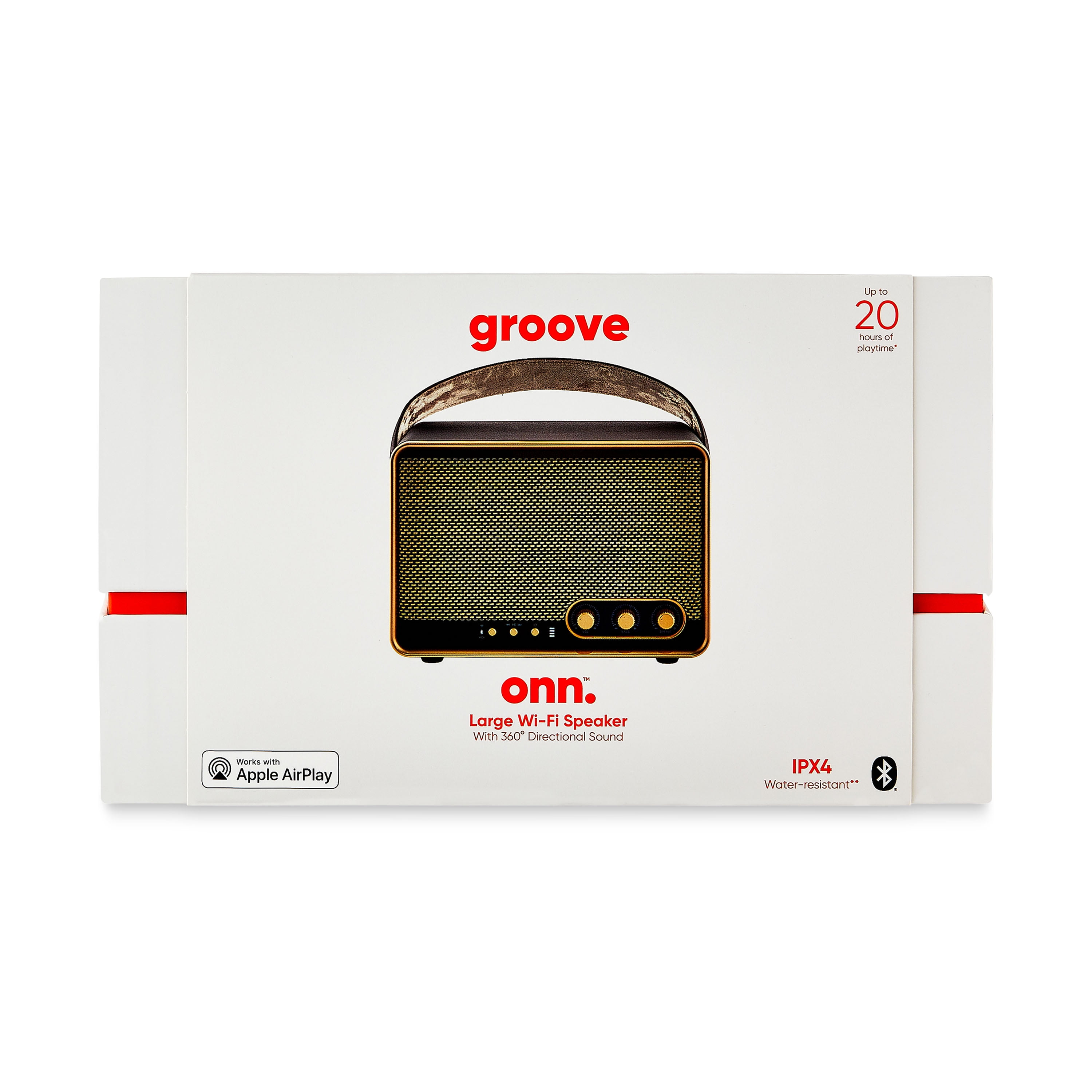 onn. Large WiFi Speaker with 360 Degree Directional Sound, AirPlay 2, IPX4 Waterresistant  (图4)