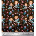 thumbnail image 1 of Soimoi Brown Velvet Fabric Mermaid & Starfish Ocean Print Sewing Fabric Yard 60 Inch Wide, 1 of 3