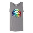thumbnail image 2 of Wild Bobby, Colorful Neon Rainbow Biting Lips, Pop Culture, Men Graphic Tank Top, Heather Grey, Small, 2 of 3
