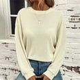 thumbnail image 7 of Oplxuo Womens Long Sleeve Waffle Tshirt Basic Solid Crewneck Casual Pullover Tunic Tops Comfort Fall Blouses Shirts, 7 of 7