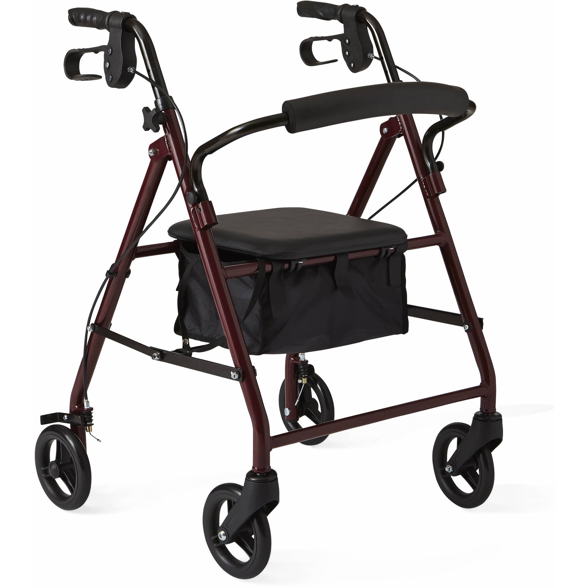 Medline Lightweight Junior Rollator, Folding Rolling Walker, 6" Wheels, 250lb Weight Capacity