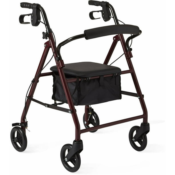 Medline Lightweight Junior Rollator, Folding Rolling Walker, 6" Wheels