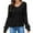 Black, variant on IROINNID Womens Sweater V-Neck Pullover Sweater Solid Color Comfy Short Length Long Sleeve Chunky Knit Drop Bat-Wing Sleeve Sweater Top