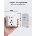 thumbnail image 3 of TROND Regleta de 2 Patillas con USB, Adaptador 2 a 3 Tomas, 5 Salidas con 3 Puertos USB, Protector 1440J, Interruptor ON/Off, Enchufe Polarizado, para Casas Antiguas sin Tierra, 3 of 9