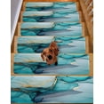 thumbnail image 2 of Stair Treads for Wooden Steps, Teal Ombre Peel and Stick Stair Treads with Reusable Adhesive, Modern Marble Ink Painted Abstract Non Slip Indoor Stairs Runner Rugs Mats for Elders Dogs 8"x30" 10PCS, 2 of 7