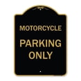 thumbnail image 1 of 18 x 24 in. Designer Series Sign - Motorcycle Parking Only, Black & Gold, 1 of 1