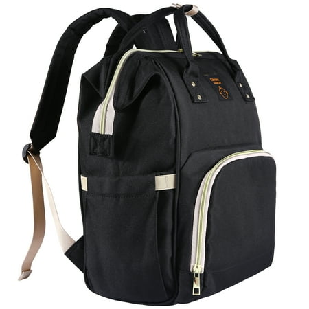 Diaper Bag Baby Powder Large Capacity Diaper Bag Backpack, Gimars Anti-Water Mummy Maternity Nappy Bags Changing Bags with Insulated Pockets,Waterproof and Stylish , Multi-functional Travel Backpack for baby care ,Black ()