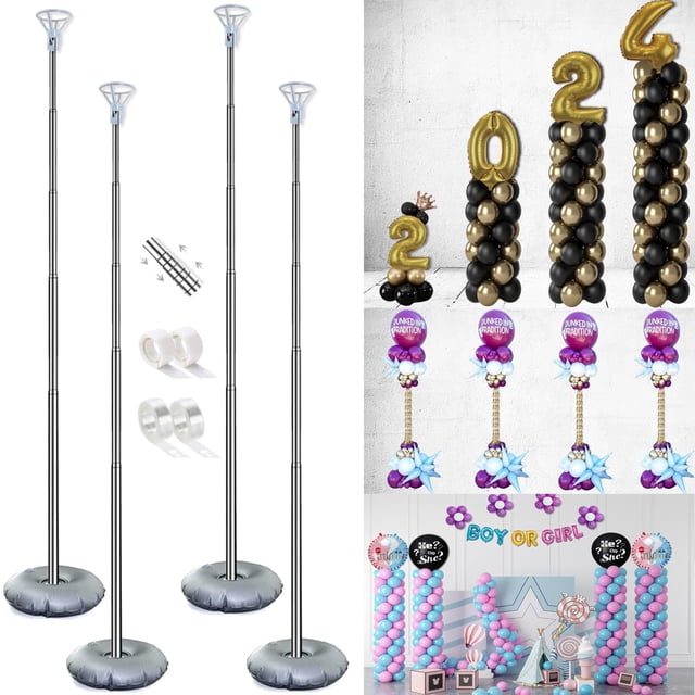 Kit de soporte de columna para globos GIMCALO, 7 pies de altura ajustable, juego de 4