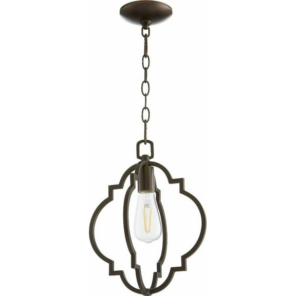 Quorum Lighting Dublin 1-Light Pendant, Oiled Bronze, 11W, 14H, Chain Hanging, Dry Rated