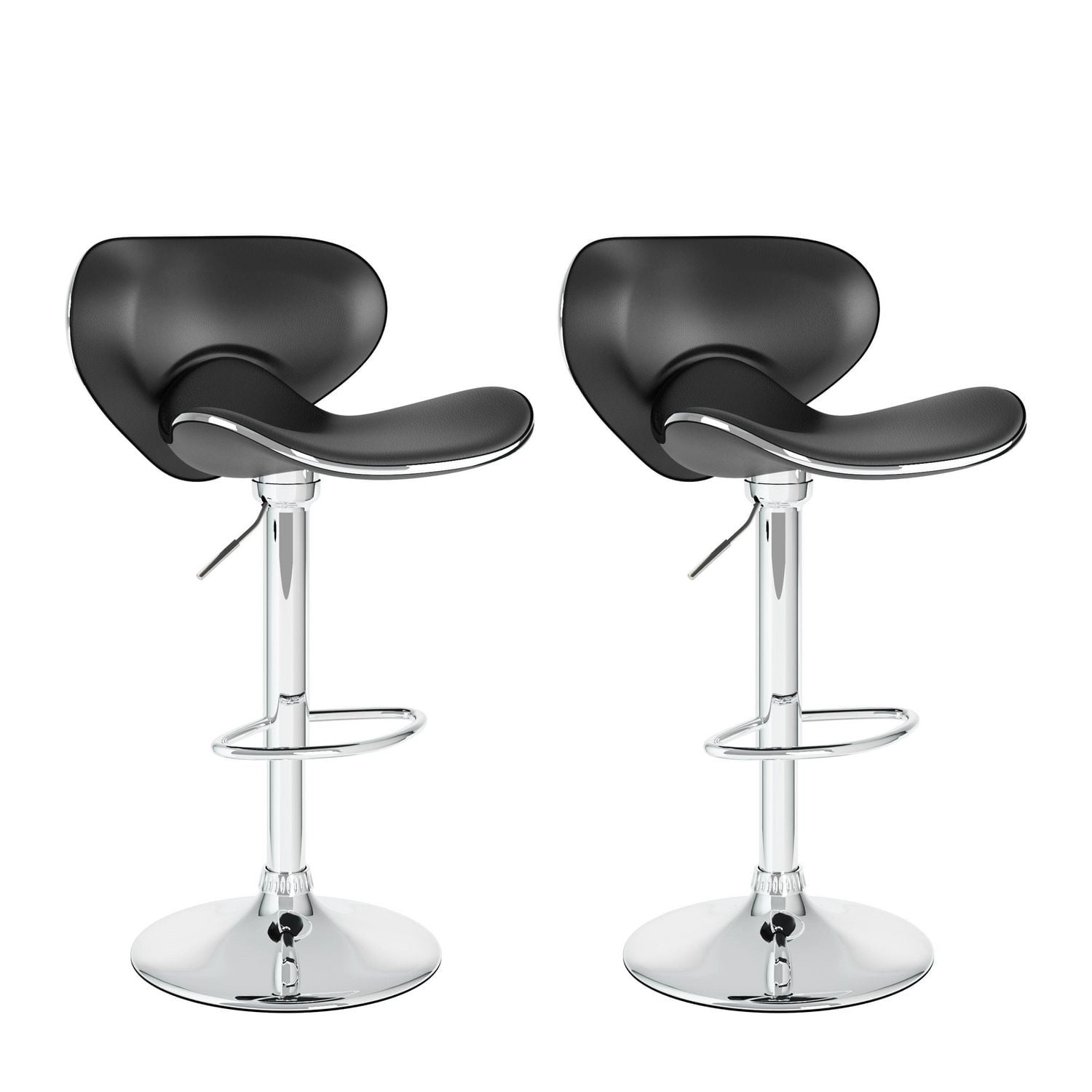 CorLiving Marcus Curved Form Fitting Upholstered Adjustable Height Indoor Barstools - Set of 2