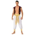 thumbnail image 4 of TiaoBug Mens Arabian Prince Costume Outfits Golden Vest and Bloomers Pants Halloween Cosplay Party Suit White XXL, 4 of 5