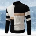 thumbnail image 2 of uikmnh Mens Sweater Men New Semi High Crew Neck Matching Color Sweater Sweater Base Size:3XL, 2 of 4