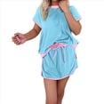 thumbnail image 1 of Conjunto de Dos Piezas para Mujer, Jersey Informal de Corta, Pantalones Cortos A Juego, Chándal, Azul , Talla M, 1 of 4