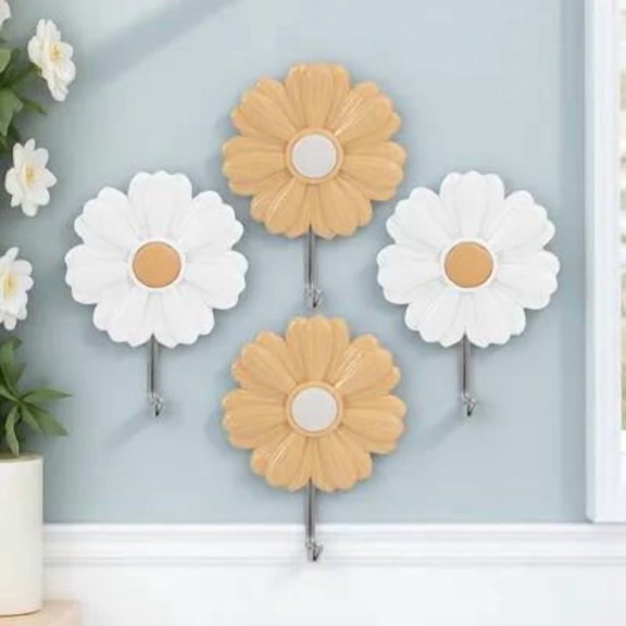 Uonlytech Assorted Color Stainless Steel Adhesive Flower Wall Hooks for Home Organization and Decoration
