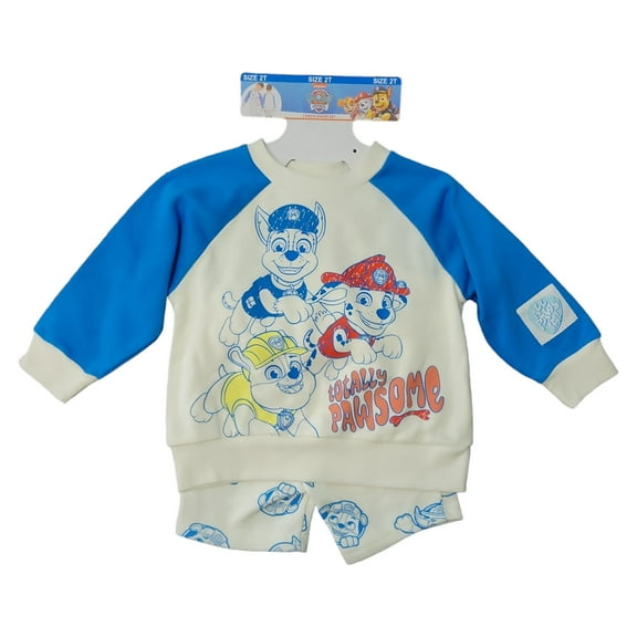 Character Crew Neck Top Long Sleeve Elastic Cuffs Toddler 2 Piece Short Set (Paw Patrol, 2T)