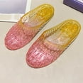 thumbnail image 6 of HOWPAY Slippers for Women Glitter Clear Flats Hollow out on Sandals Summer Beach Jelly Shoes Transparent Closed Toe Casual Slide Yellow 40, 6 of 8