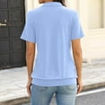 thumbnail image 3 of Womens Polo Shirts Short Sleeve Banded Bottom Tops Business Casual Tops Collared V Neck Dressy Blouses Sky Blue S, 3 of 4