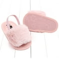 thumbnail image 4 of 2 Pack Infant Baby Girls Sandals Elastic Back Strap Flats Slippers Soft Toddles Princess Shoes Faux Fur Slides Shoes First Walker House Shoes, 4 of 7