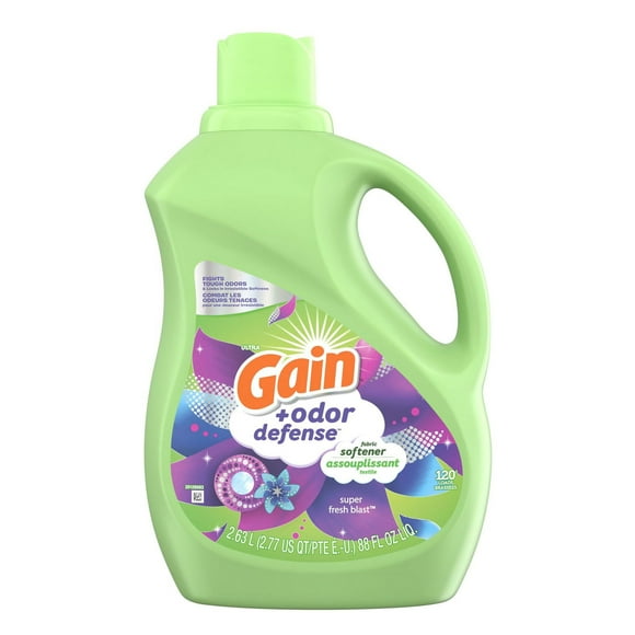 Gain Odour Defense Liquid Fabric Softener, Super Fresh Blast scent, 2 in 1 Freshness plus Odour Protection, 2.63L