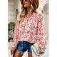 thumbnail image 1 of Camisa Suave, Estampado Floral Escote En V Mujer Blusa Transpirable Encaje Empalmado Para Fiesta Para Trabajo ANGGREK No, 1 of 7