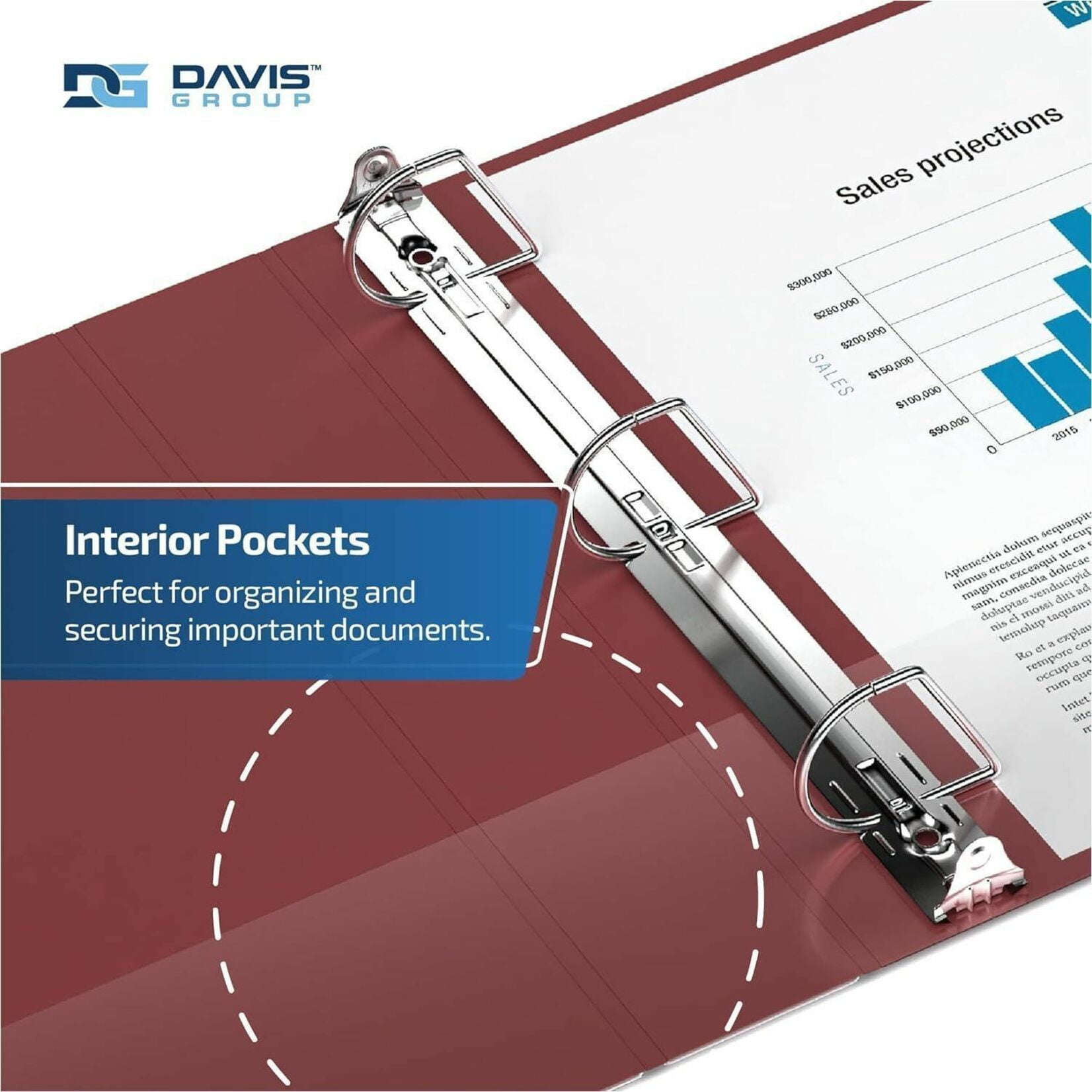 Davis Group Premium Economy, Angle D Ring, Binder, 6 Pack (Burgundy, 1.5")