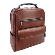 McKlein USA 19080 17 in. U Series Logan Leather Two-Tone Dual-Compartment Laptop & Tablet Backpack, Brown