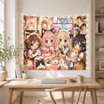 thumbnail image 5 of Anime Cat Girls Tea Party in Cozy Pastel Room, Whimsical Japanese Inspired Art for Cat Lovers, Fantasy Animal Decor, Friendship Gift Tapestry Wall Hanging for Bedroom and Living Room, 5 of 7