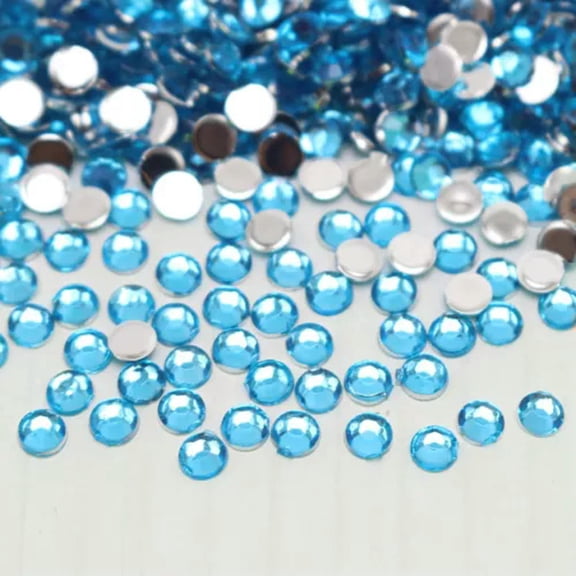 EOEMY 2000 Crystal Acrylic Faceted Round Flatback Rhinestone Glue On Gems 3mm 12Ss-Aqua Blue