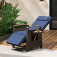 thumbnail image 4 of Costway Lot de 2 Fauteuils Inclinables de Patio en Osier avec Dossier et Repose-Pieds Réglables, Table d'Appoint Rabattable, Bleu Marine, 4 of 9