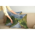thumbnail image 3 of Ambesonne Nature Throw Pillow Cover 2 Pack, Mountain Landscape Road, 24", Green Grey Brown, 3 of 6