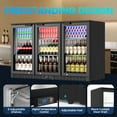 thumbnail image 5 of Coolake 53" 11.7 cu.ft Commercial Back Bar Cooler with 3 Glass Doors, Under Counter Height Beverage Refrigerator in Stainless Steel with LED Lighting for Soda Drinks, Beer, Wine, 5 of 7