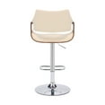 thumbnail image 6 of Aspen Adjustable Swivel Cream Faux Leather and Walnut Wood Bar Stool with Chrome Base, 6 of 10