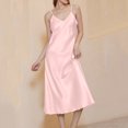 thumbnail image 2 of Jalioing Spaghetti Strap Satin Nightgown for Women Sleeveless V Neck Full Slip Dress Comfy Silky Nightdress, 2 of 7