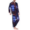 thumbnail image 2 of KLL Futuristic Bar Space View Sleepwear Mens Flannel Pajamas,Long Cotton Pj Set, 2 of 7