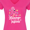thumbnail image 4 of Inktastic Be a Flamingo in a Flock of Pigeons with Flowers Women's V-Neck T-Shirt, 4 of 5