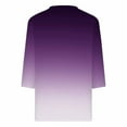 thumbnail image 5 of HKEJIAOI Chemises à Manches 3/4 pour Femmes Col Rond Imprimé Floral Blouse d'Été TTG, 5 of 5
