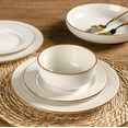 thumbnail image 3 of Ceramic Dinnerware Sets,12 pcs Embossed Elegant Stoneware Plates and Bowls Sets, Housewarming Wedding Gift | Dishwasher & Microwave Safe | Dishes Set Service for 4, 3 of 5
