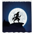 thumbnail image 3 of Ambesonne Wolf Shower Curtain, Halloween Theme Design, 69"Wx75"L, Dark Blue Black White, 3 of 3