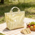 thumbnail image 5 of Striped Tote Bag Waterproof Glossy PVC Large Capacity Handbag, for Beach Shopping Travel Daily Use Casual Shoulder Bag, with Multiple Bright Colors Stylish Pool Grocery Bag, 17*12in, Yellow, 5 of 6