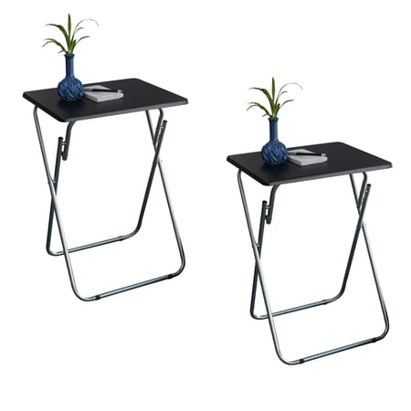 Folding TV and Snack Tray Table Black-set of 2