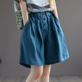 thumbnail image 2 of JJHGVB Womens Linen Shorts Womens Long Shorts Baggy Shorts Women Long Shorts for Women Flowy Shorts High Waisted Wide Leg Beach Resort Pants Below the Knee Pedal Pushers for Women Blue L, 2 of 5