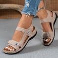 thumbnail image 3 of Rokment Women's Orthopedic Arch Support Walking Sandals Comfortable Fashion Casual Leather Open Toe Platform Wedge Dressy Summer Shoes for Ladies 2026 Khaki Size 8.5, 3 of 5