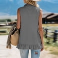 thumbnail image 6 of Flowy Summer Shirts for Women V-Neck Ruffle Trim Linen Top Breathable Casual Summer Tank Tops for Daily Vacation Wear Gray 2XL, 6 of 6