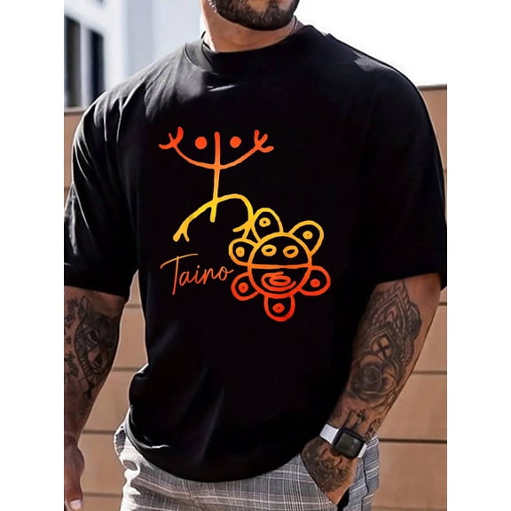 100% Cotton Taino Nation, Puerto Rican Boricua Taino T-Shirt Street Hip-Hop Style Men's T-Shirt