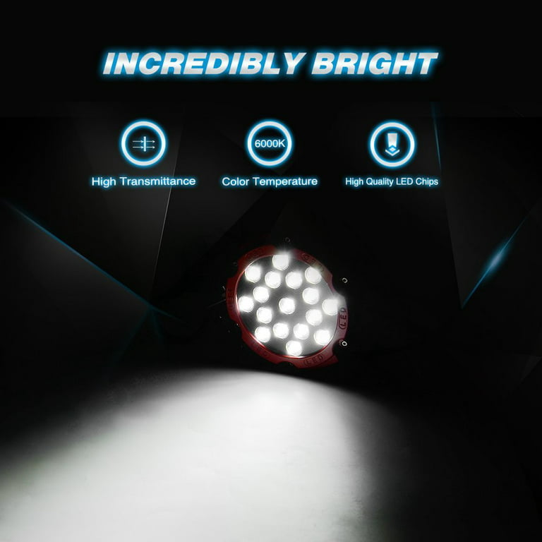 LED Light Bar 2PCS 7 51w 5100LM Black Round Spot Light Pod Off